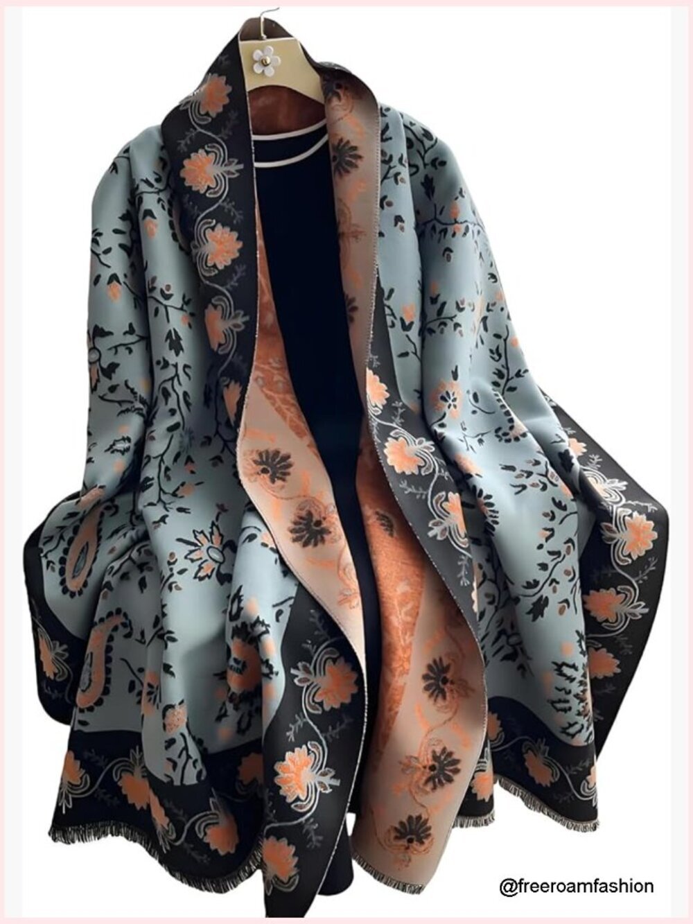Reversible Paisley Pashmina Shawl Wrap for Weddings, Cashmere Feel, Large